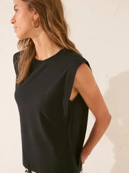 Горнище на пижама с къси ръкави women'secret от черно