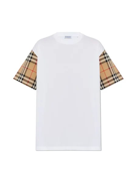 Koszulka Burberry casual w kratkę z dżerseju biała