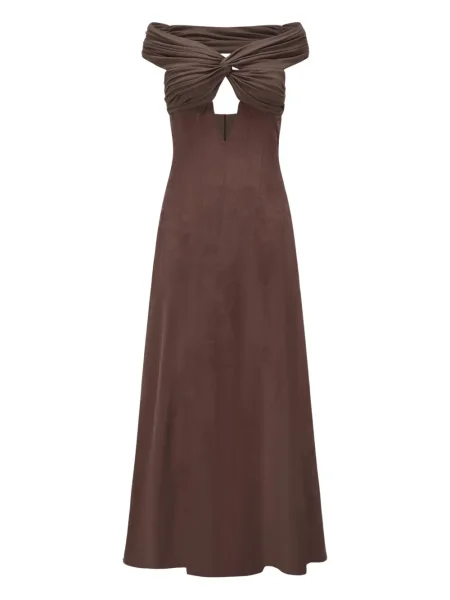 Maksi sukienka maxi Oude Waag garniturowa brązowa