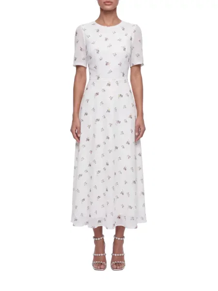 Scurt rochie midi Post Meridiem cu model floral cu imagine alb