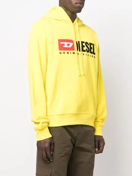 Hoodie Diesel με κουκούλα με απλικέ κίτρινο