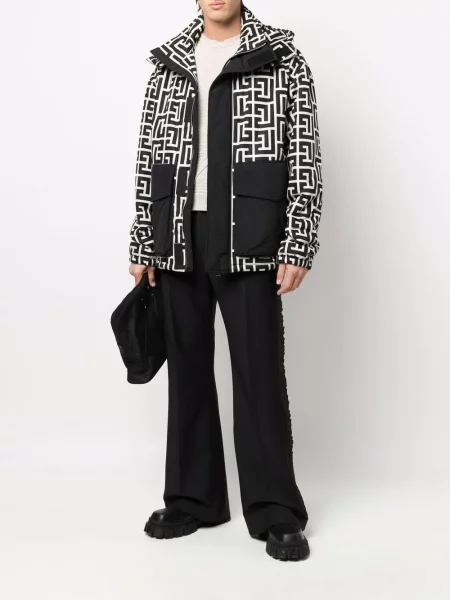 Raštuotas striukė Balmain izoliuoti juoda