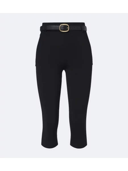 Cu centură pantaloni Self-portrait tricotate negru