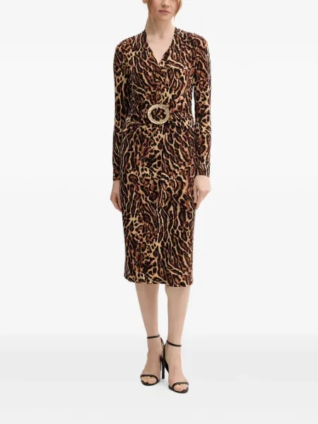 Rochie midi Joseph Ribkoff cu imagine cu imprimeu animal print până la genunchi maro