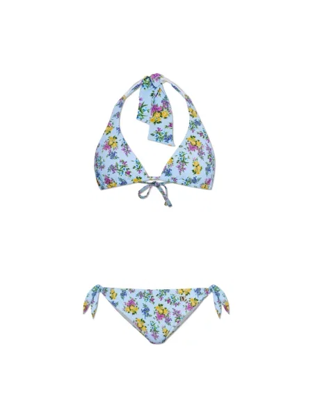 Lniany stroj kąpielowy dwuczęściowy Dolce And Gabbana niebieski