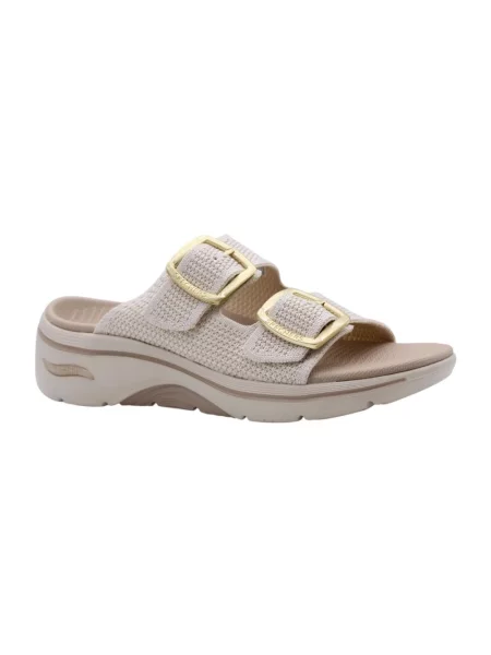 Klapki Skechers beżowe