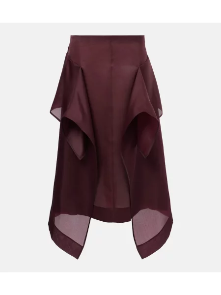 Fustă midi Khaite până la genunchi bordo