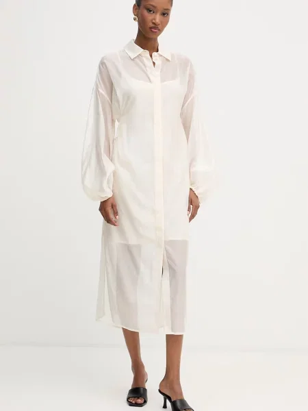 Liu Jo sukienka koszulowa z lyocellem beżowa