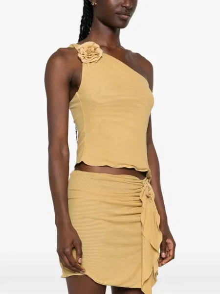 Top Posse cu model floral cu aplicații galben