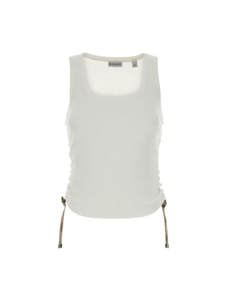 Lniana podkoszulka Burberry w kratę biała