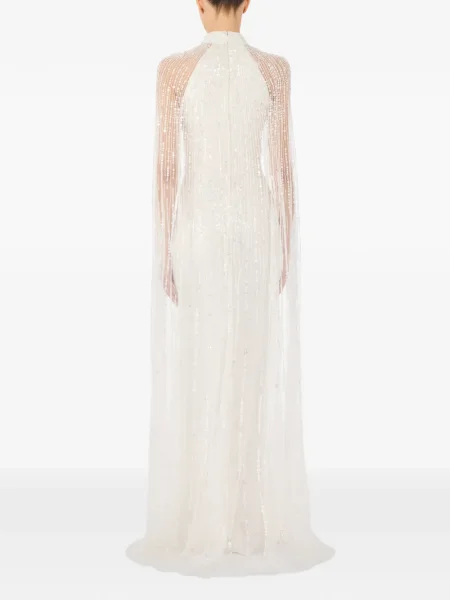 Rochie maxi Jenny Packham cu paiete de costum alb