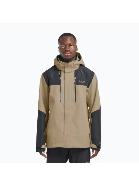 Kurtka przeciwdeszczowa Jack Wolfskin Jasper 2L hazel wood beżowa