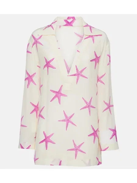 Cămașă Valentino de mătase cu imagine alb