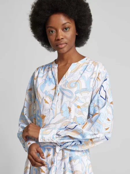 Sukienka do kolan z mieszanki lnu i Herzen's niebieska