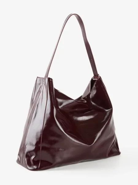 Torba typu shopper z błyszczątej imitacji skóry czerwona