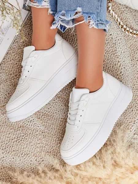 Sneakerși Resti cu platformă alb