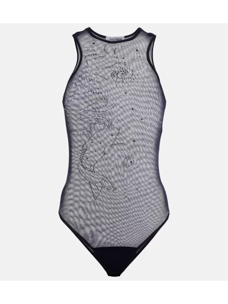 Top Jean Paul Gaultier z nadrukiem z siateczką niebieski