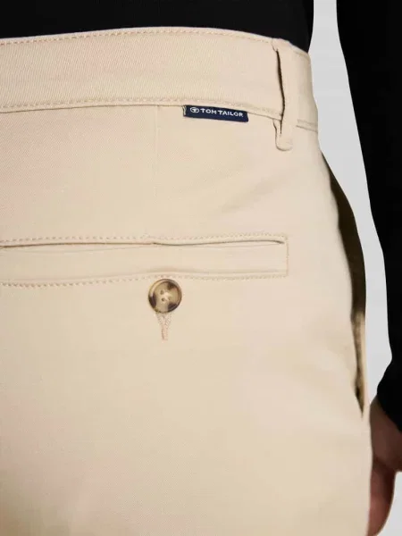 Chinos o kroju straight fit z mieszanki bawełny Tom Tailor beżowe