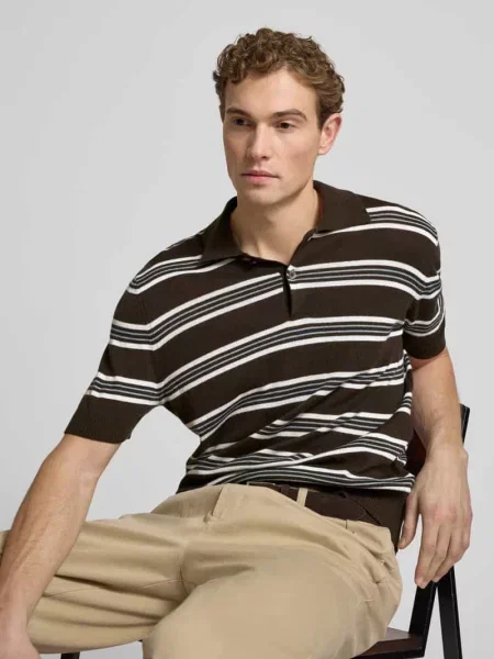 Koszulka polo z mieszanki bawełny i lyocellu z dodatkiem kaszmiru i prążkowanymi wykończeniami Ftc Cashmere