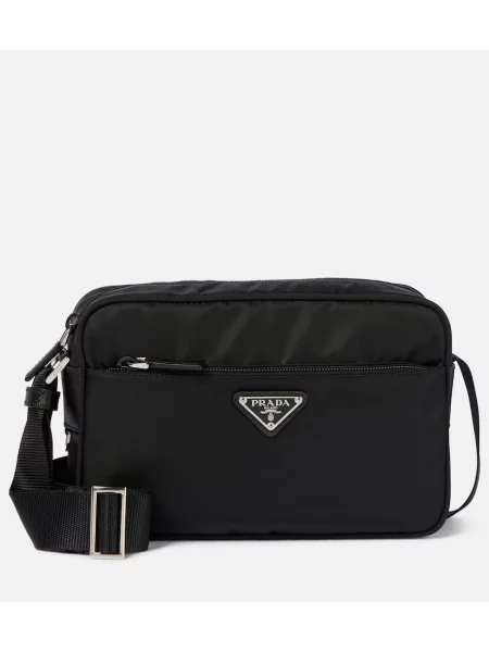 Mała torebka skórzana Prada czarna