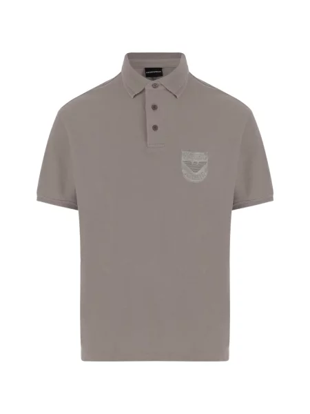 Tricou polo Emporio Armani cu autograf gri