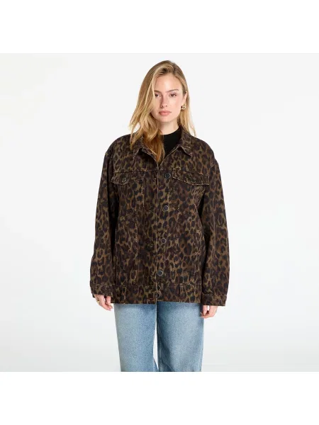Kurtka AllSaints Willow Leopard Print Denim Jacket Leppo Brown L brązowa
