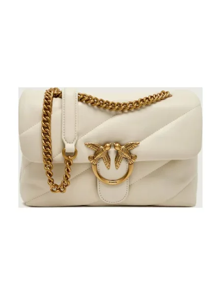 Geanta crossbody Pinko din piele clasică alb