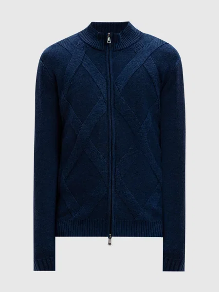 Кардиган з вовни мериноса у візерунок Cashmere&whiskey синій