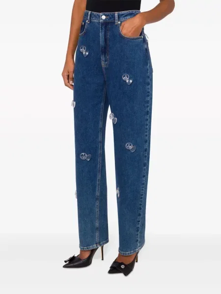 Siaurėjantys džinsai Moschino Jeans aukštu liemeniu mėlyna