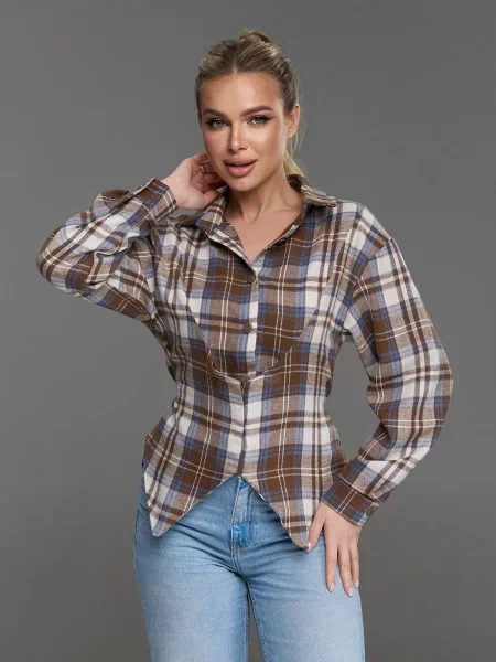 Сорочка повсякденна ISSA Plus мультиколор комбінований верх