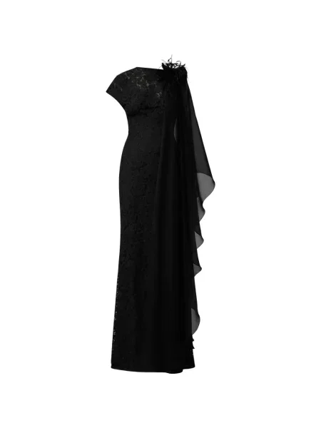 Rochie Gemy Maalouf cu pene din dantelă negru
