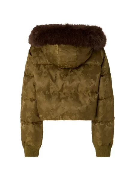 Geacă cu puf Pinko cu model camuflaj verde