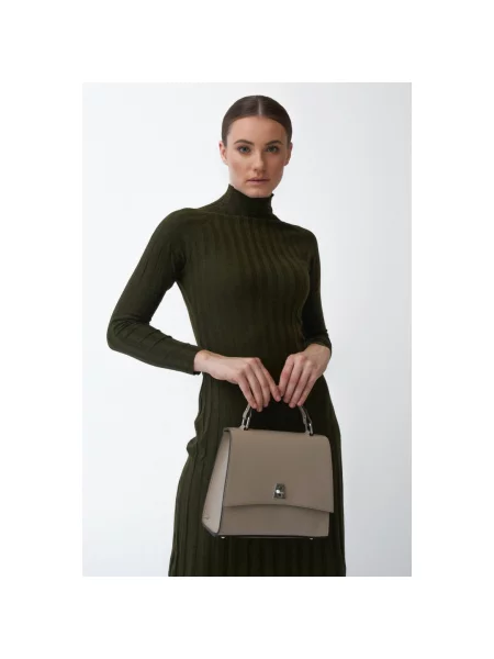 Сумка каркасна шкіряна Estro сіра