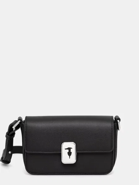 Кожена чанта Trussardi черно