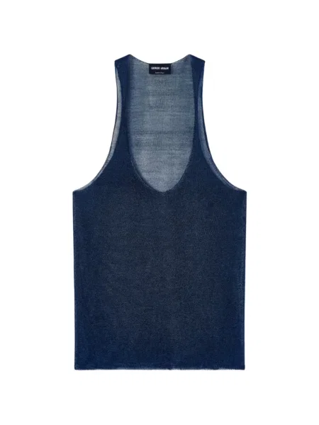 Top Emporio Armani cu decolteu în V albastru