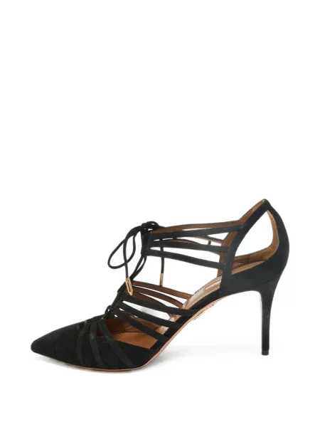 Pantofi cu toc Aquazzura cu șireturi din dantelă negru