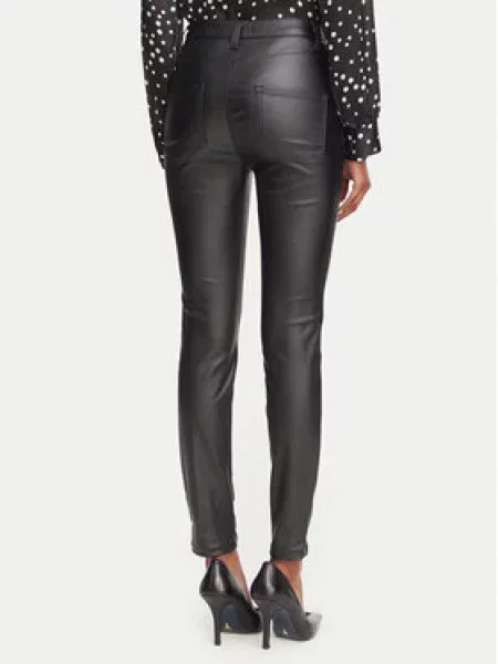 Rinascimento Hlače iz umetnega usnja Flare Fit črna
