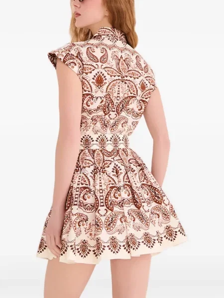 Rochie mini Cara Cara cu imagine cu model paisley alb