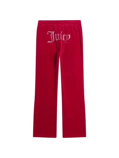 Pantaloni Juicy Couture din velur alergare cu autograf roșu