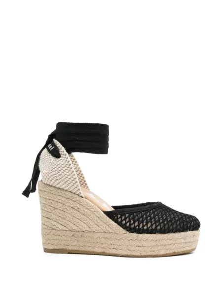 Espadrile Manebi plasă cu legături plic negru
