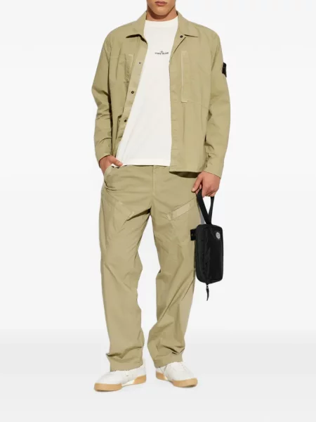 Pantaloni Stone Island cu strasuri verde