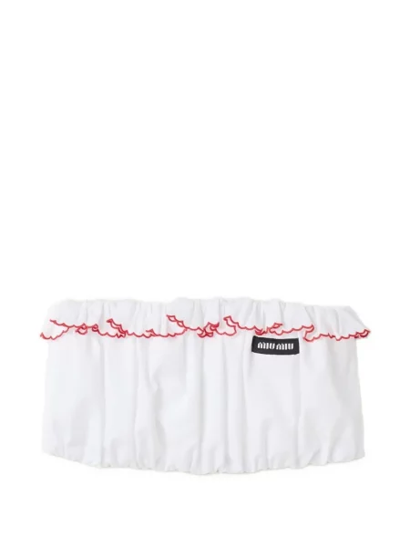 Top Miu Miu cu broderie din poplin alb