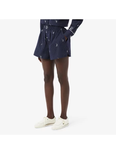 Lacoste Szorty W Paski Oversize granatowe