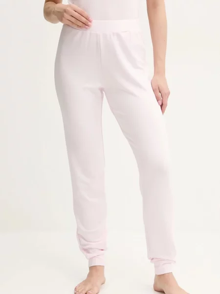 Spodnie dresowe z wyhaftowanym logo model ‘LUCIA’ Guess różowe