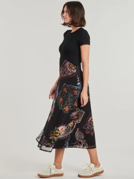 Rochie Desigual cu model paisley plasă negru