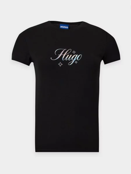 HUGO Tricou albastru pastel / rosé / negru alb