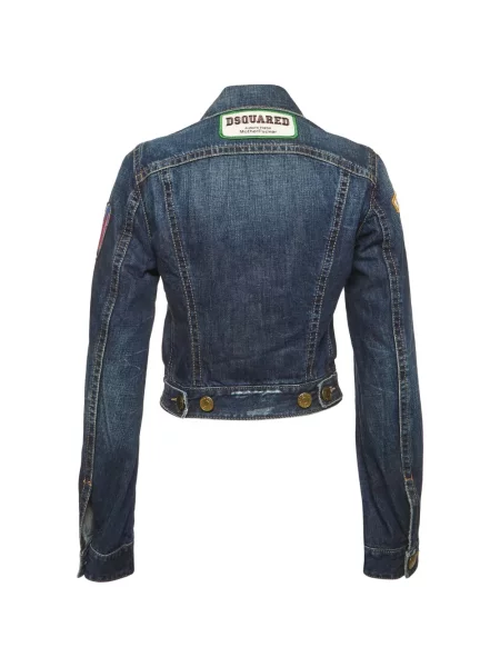 Geacă de blugi Dsquared2 cu broderie albastru