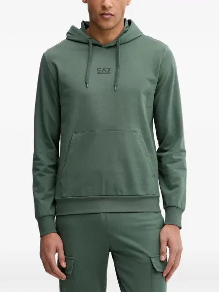 Hanorac cu glugă Ea7 Emporio Armani cu autograf cu cordon verde