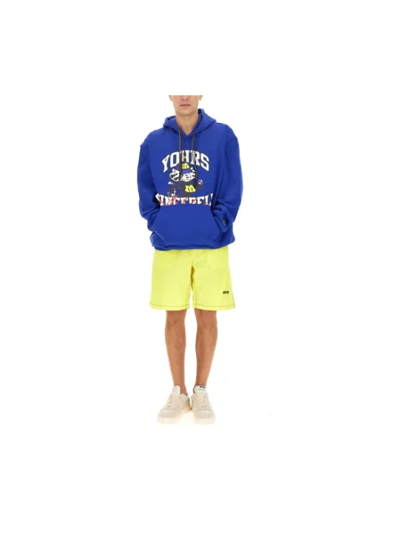 Bluza z kapturem Msgm z logo niebieska