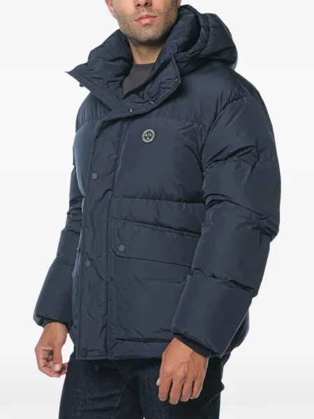 Geacă Armani Exchange cu glugă albastru